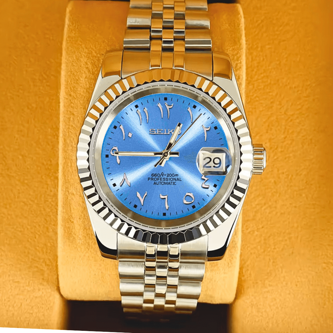Seiko Mod Datejust Arab Light Blue - ModGods