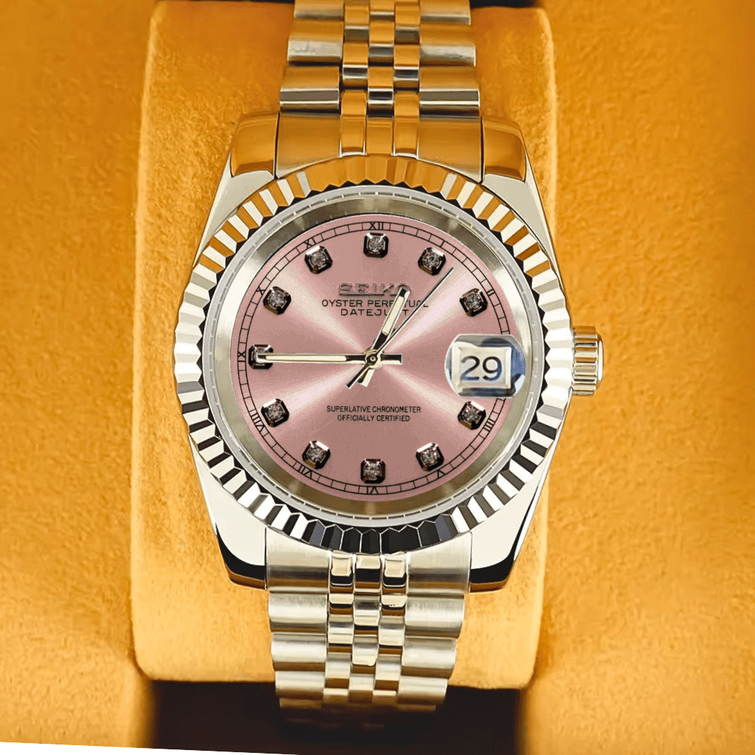 Seiko Mod Datejust Rose Iced Out - ModGods