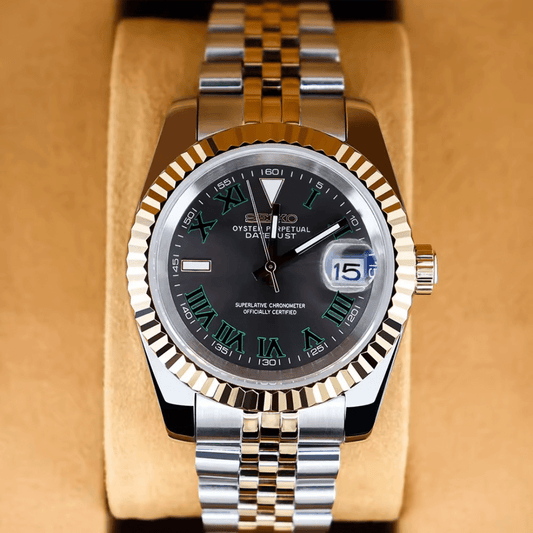 Seiko Mod DateJust Wimbledon Gold Steel - ModGods